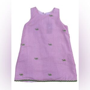 Pink Striped Seersucker Dress Girls Sz 7